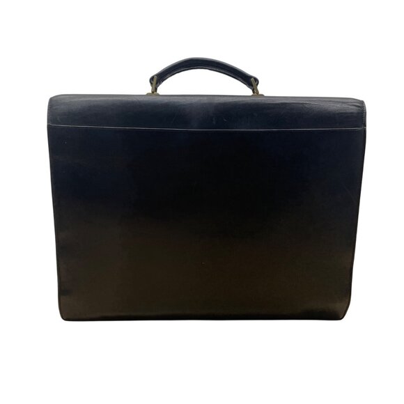 Vintage Coach Black Leather Briefcase With Brass Hardware & Top Handle Sz L - Picture 3 of 10